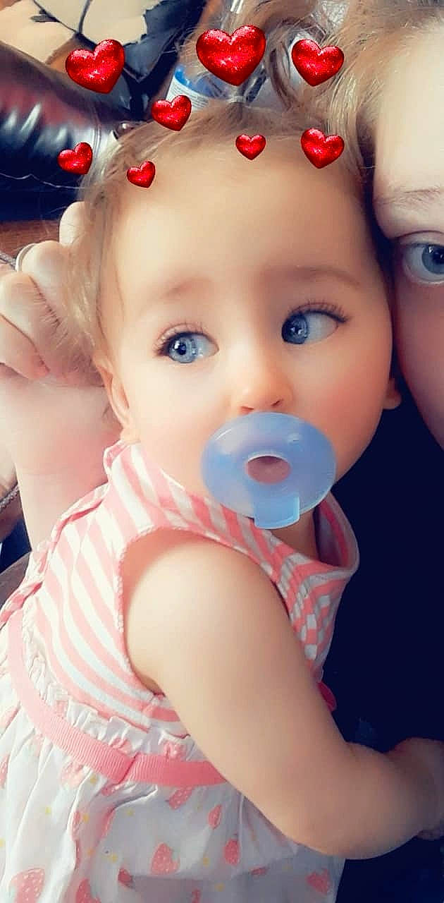 Isabelle is registered to the contest to win money with this photo: baby, cheek, child, eye, face, lip, mouth, nose, person, skin, toddler