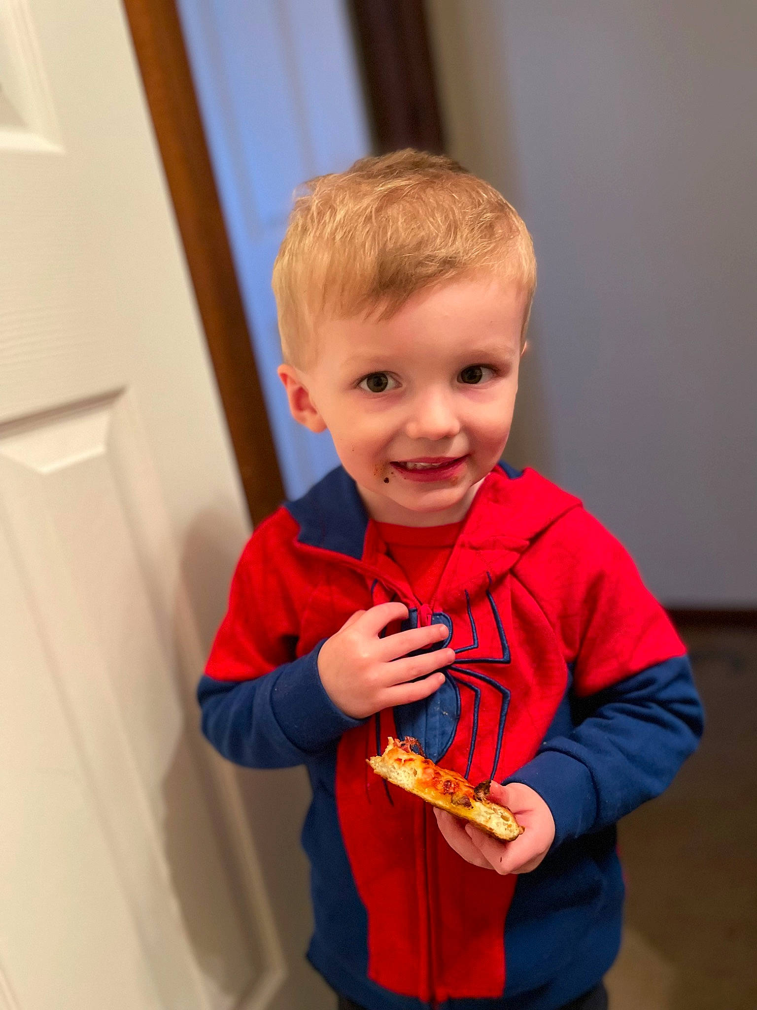 Elliot joined the competition — help win amazing prizes! arm, baby, baby_toddler_clothing, child, dessert, eating, electric_blue, fun, happy, joy, junk_food, person, play, room, sitting, sleeve, smile, spider_man, standing, t_shirt
