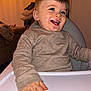 Léon Grange participe au concours pour gagner de l'argent avec cette photo : toddler, child, smiling, milk_mustache, high_chair, sweater, indoor, happy, face, hand, person, baby, furniture, home, seated, cute, young_child, skin, mouth, expression