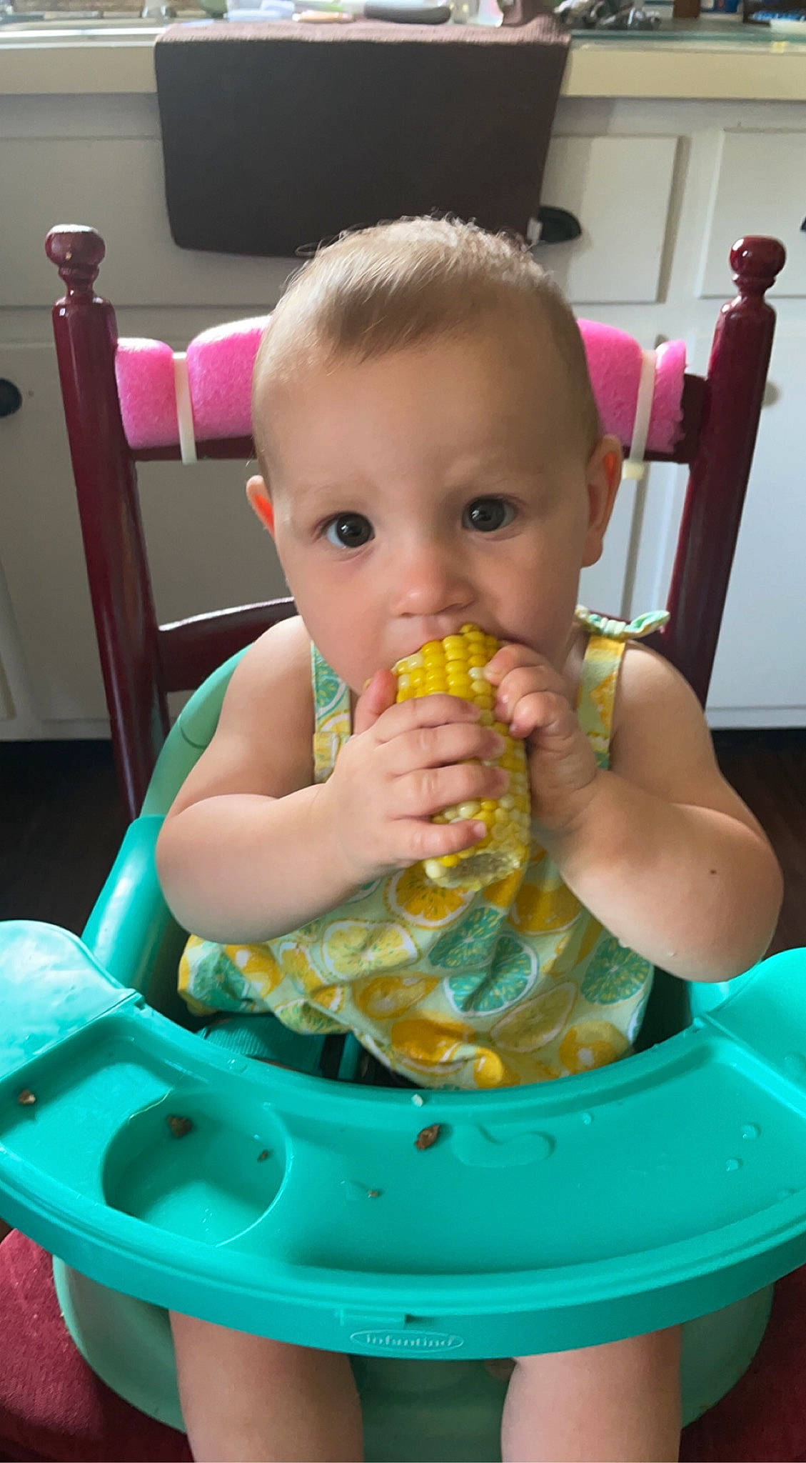 Kaleah joined the competition — help win amazing prizes! arm, baby, baby_food, baby_playing_with_food, baby_toddler_clothing, chair, child, comfort_food, cuisine, eating, finger, food, food_craving, fun, person, play, sitting, sweetness, table, tableware