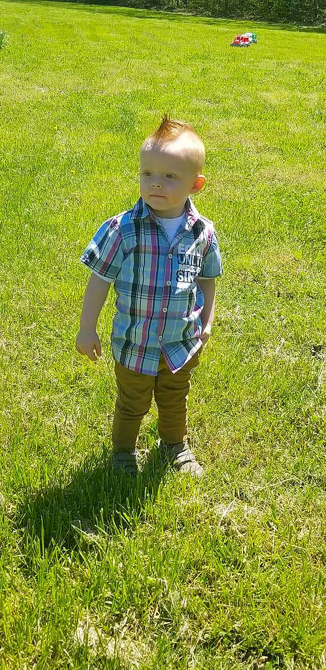 Kaydenn joined the competition — help win amazing prizes! child, grass, grass_family, grassland, lawn, meadow, pattern, person, plaid, plant, play, toddler
