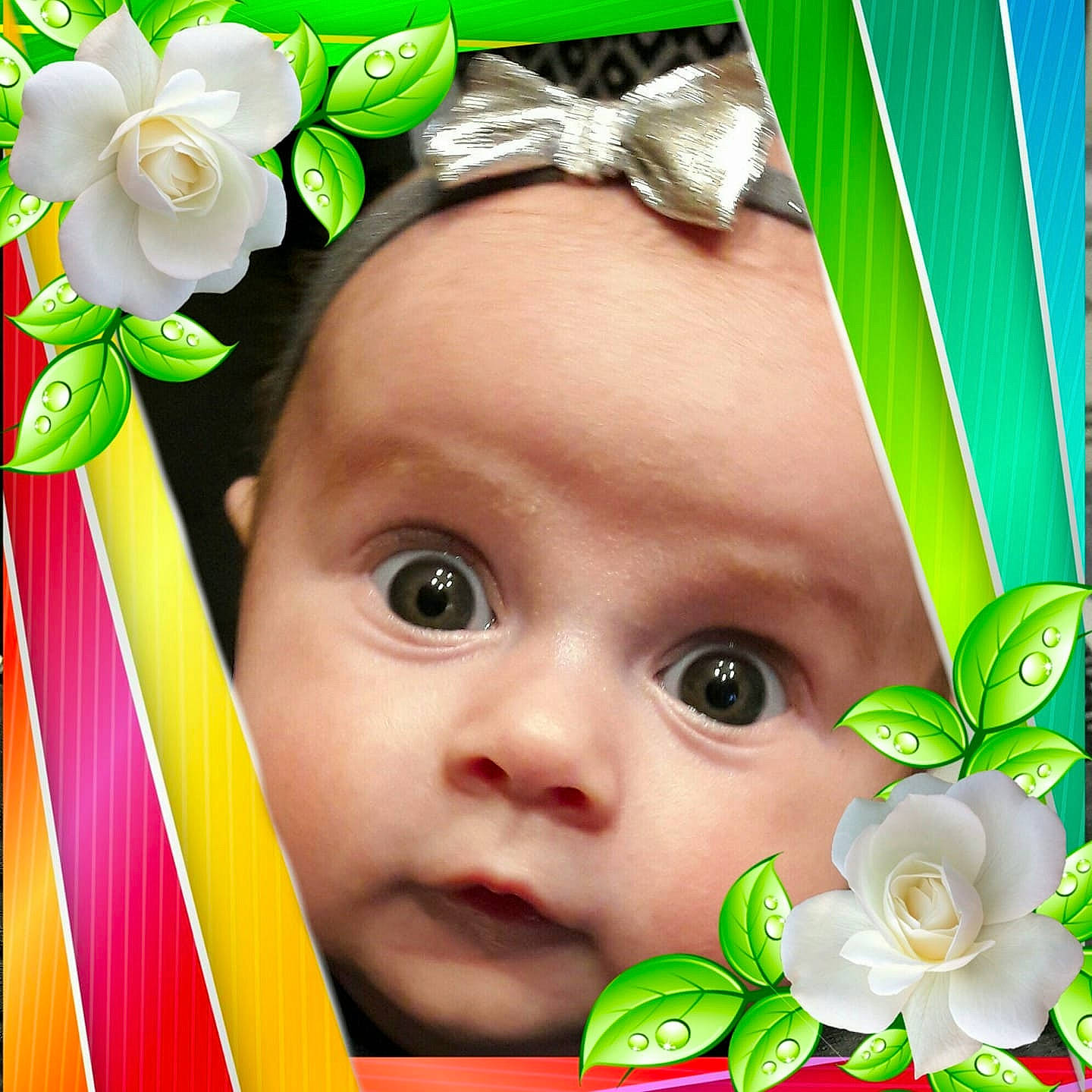 Clélya participe au concours pour gagner de l'argent avec cette photo : cheek, child, ear, eye, face, flower, green, head, infant, iris, person, photomontage, skin, smile, toddler