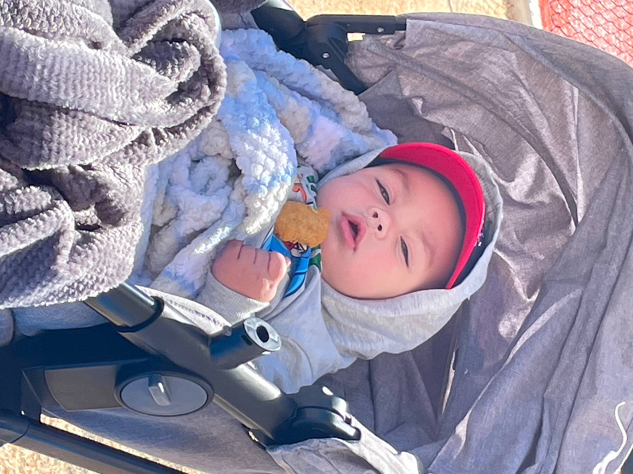 Trey joined the competition — help win amazing prizes! baby, baby_carriage, baby_products, baby_safety, baby_toddler_clothing, child, comfort, electric_blue, freezing, headgear, headwear, linens, nap, pattern, person, product, sleep, textile, toddler, winter