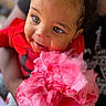 toddler, child, cotton_candy, red_clothing, smiling, happy, face, close_up, food, sweet, fun, celebration, candy, pink, texture, person, portrait, cheerful, curly_hair, indoor