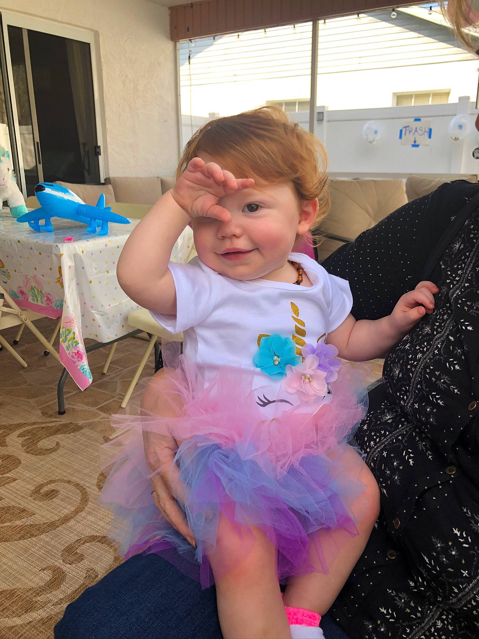 Bianca is registered to the contest to win money with this photo: baby, child, costume, fun, iris, joy, person, pink, smile, toddler