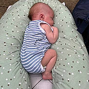 Noah participe au concours pour gagner de l'argent avec cette photo : baby, baby_girl_or_boy, child, clothing, cute, indoor, infant, newborn, peaceful, person, pillow, polka_dots, relaxing, resting, side_view, sleeping, small_baby, soft, striped_clothing, wooden_floor