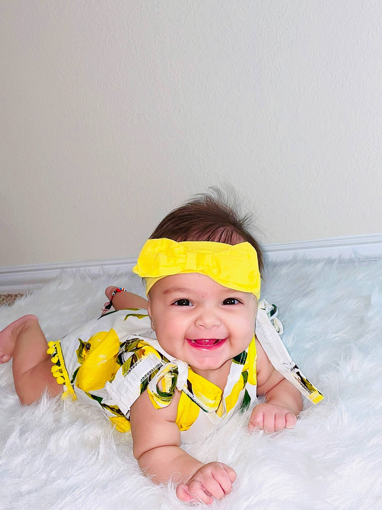 Isabella joined the competition — help win amazing prizes! baby, baby_laughing, baby_products, baby_toddler_clothing, bathing, cheek, child, comfort, eye, flooring, fun, happy, headgear, headwear, joy, linens, person, personal_protective_equipment, room, sitting