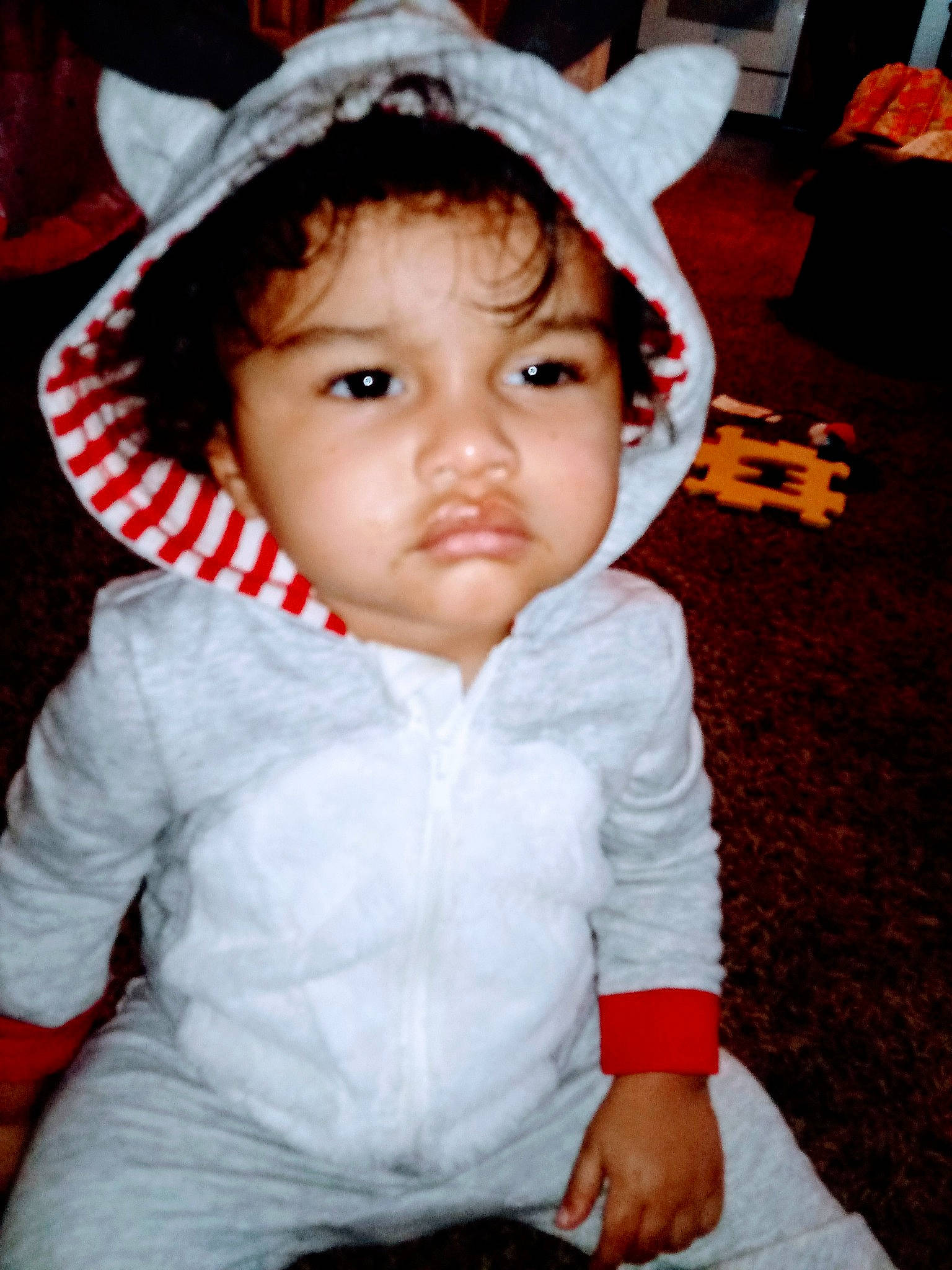 Jesse joined the competition — help win amazing prizes! boy, cheek, child, costume, ear, eye, facial_expression, fun, girl, hair_accessory, happiness, headgear, infant, person, product, red, skin, smile, textile, toddler