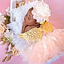 baby, infant, sleeping, angel_wings, flower_headband, pillow, white, pink, tulle, dress, floral, soft, cute, newborn, portrait, decor, peaceful, resting, child, studio