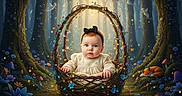 Elody is registered to the contest to win money with this photo: animal, baby, basket, child, cute, enchantment, fairies, fantasy, flora, flowers, forest, fox, glowing_lights, headband, magical, mushrooms, nature, portrait, whimsical, woods