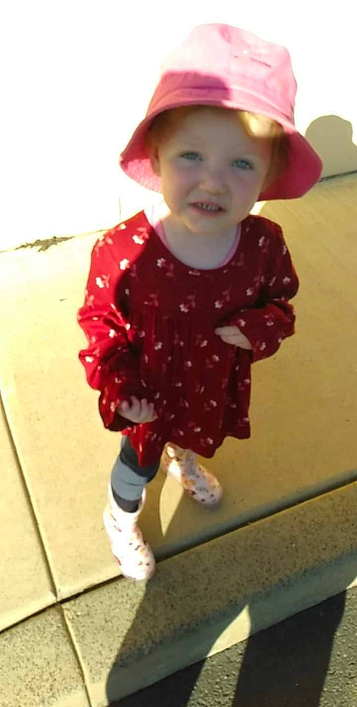 Aylah joined the competition — help win amazing prizes! baby, child, child_model, clothing, fashion_accessory, hat, headgear, headwear, outerwear, pattern, person, play, sleeve, smile, sun_hat, toddler