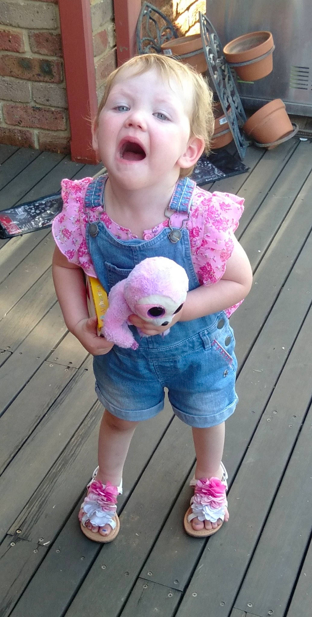 Aylah joined the competition — help win amazing prizes! baby_toddler_clothing, child, footwear, person, pink, play, smile, toddler