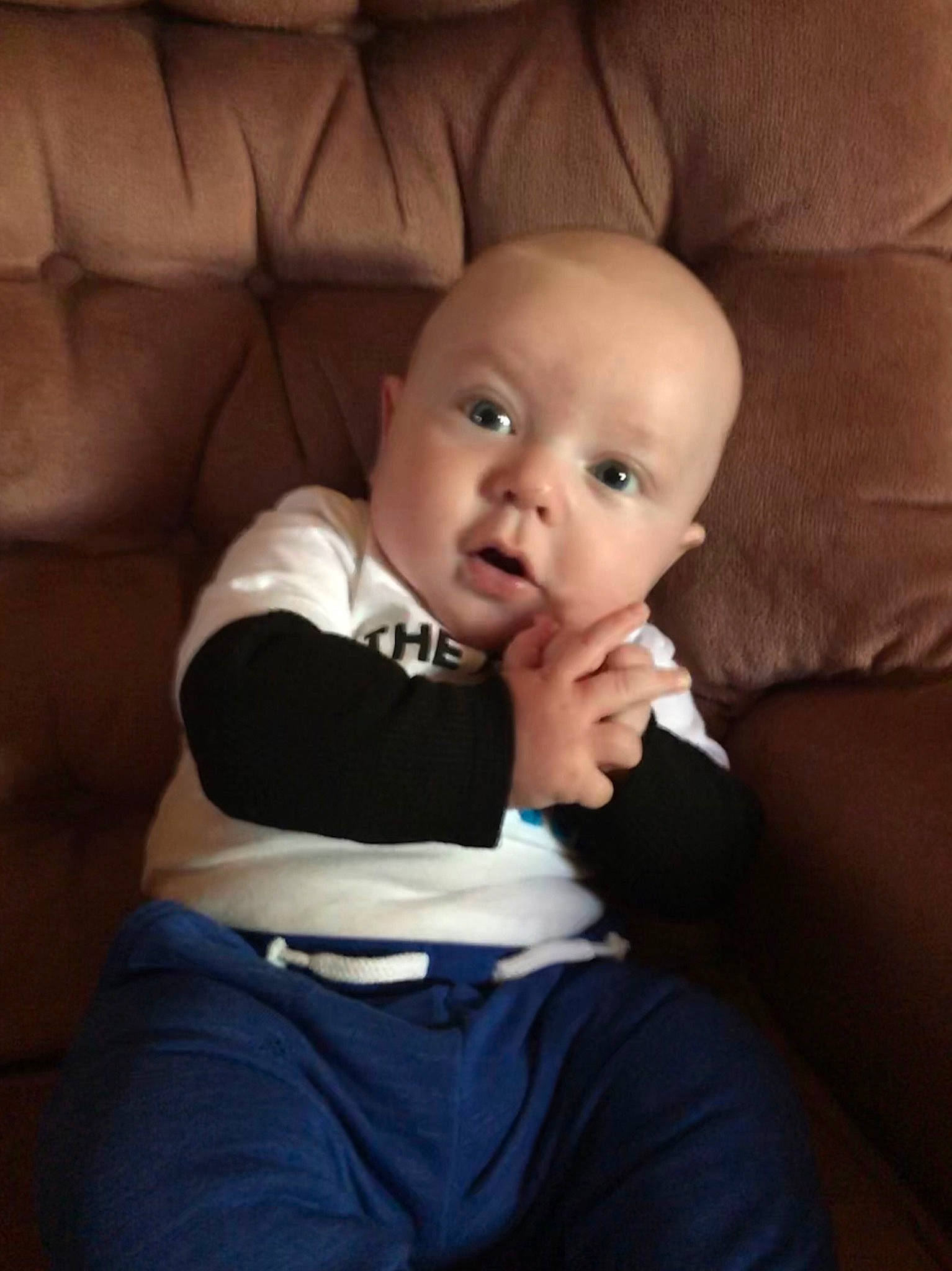 Braxton Scott joined the competition — help win amazing prizes! arm, baby, cheek, child, comfort, eye, face, head, leg, person, photography, sitting, skin, smile, surprise, toddler