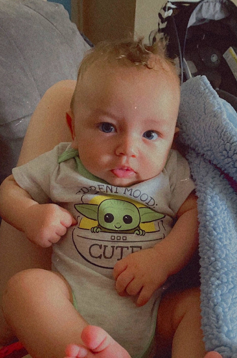 Derek is registered to the contest to win money with this photo: baby, baby_products, baby_toddler_clothing, bib, cheek, chest, child, comfort, ear, eyelash, finger, happy, iris, lip, nose, person, skin, sleeve, thigh, toddler