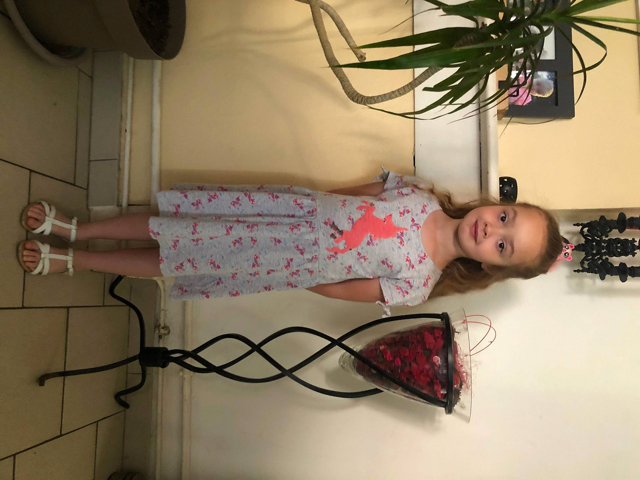 Loona participe au concours pour gagner de l'argent avec cette photo : child, fashion_design, flesh, flowerpot, fun, houseplant, human_body, joint, joy, leg, machine, organ, person, plant, room, sandal, thigh, toddler, visual_arts, wire