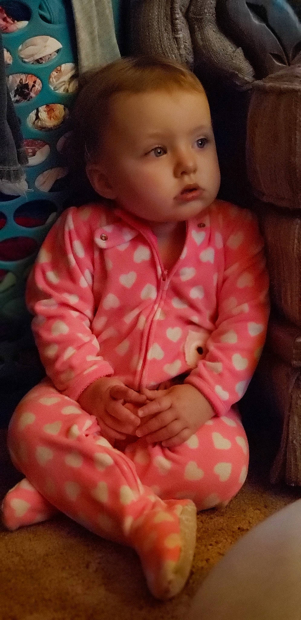 Aurora Ambrielle  is registered to the contest to win money with this photo: baby, baby_toddler_clothing, cheek, child, face, lip, mouth, nose, person, pink, sitting, skin, smile, toddler