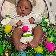 Kalaiah joined the competition — help win amazing prizes! baby, bunny_ears, basket, easter_eggs, green_grass, colorful, infant, cute, indoors, holiday, festive, toy_eggs, foot, hands, white_clothing, decorative, celebration, child, portrait, seasonal