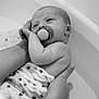 baby, newborn, infant, pacifier, bath, water, hands, black_and_white, skin, closeup, cute, peaceful, child, wrapped, heart_pattern, towel, wet, portrait, human, parent