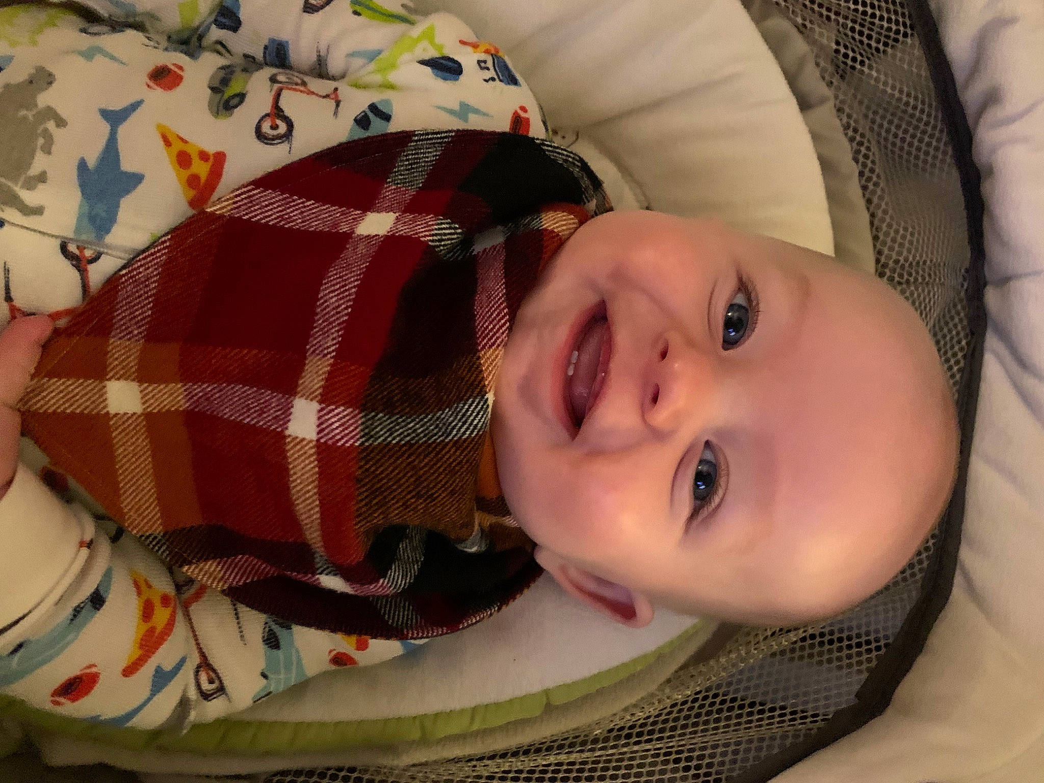 Colvin joined the competition — help win amazing prizes! baby, baby_toddler_clothing, cheek, chin, comfort, eye, eyelash, face, happy, head, iris, lip, mouth, nose, organ, person, skin, sleeve, smile, tartan