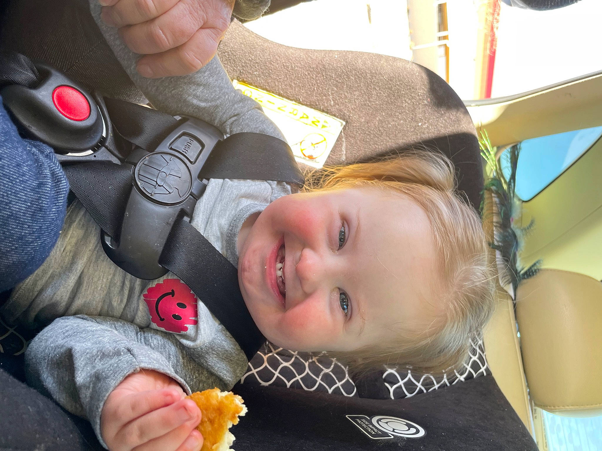 Maddilyn joined the competition — help win amazing prizes! auto_part, baby, baby_products, car_seat, chair, cheek, child, family_car, finger, fun, gesture, happy, hat, joy, motor_vehicle, mouth, nail, person, skin, smile