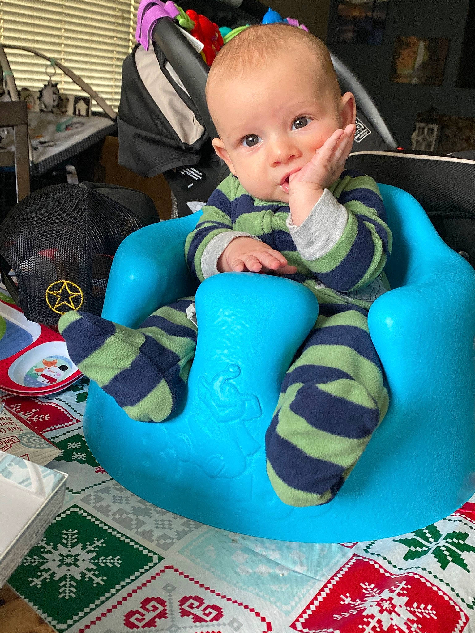 Kaiden is registered to the contest to win money with this photo: baby, child, holiday, person, play, toddler