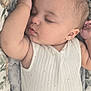 baby, sleeping, infant, blanket, patterned, cozy, arm, face, peaceful, soft, clothing, child, cushion, resting, cute, skin, newborn, portrait, indoors, comfort