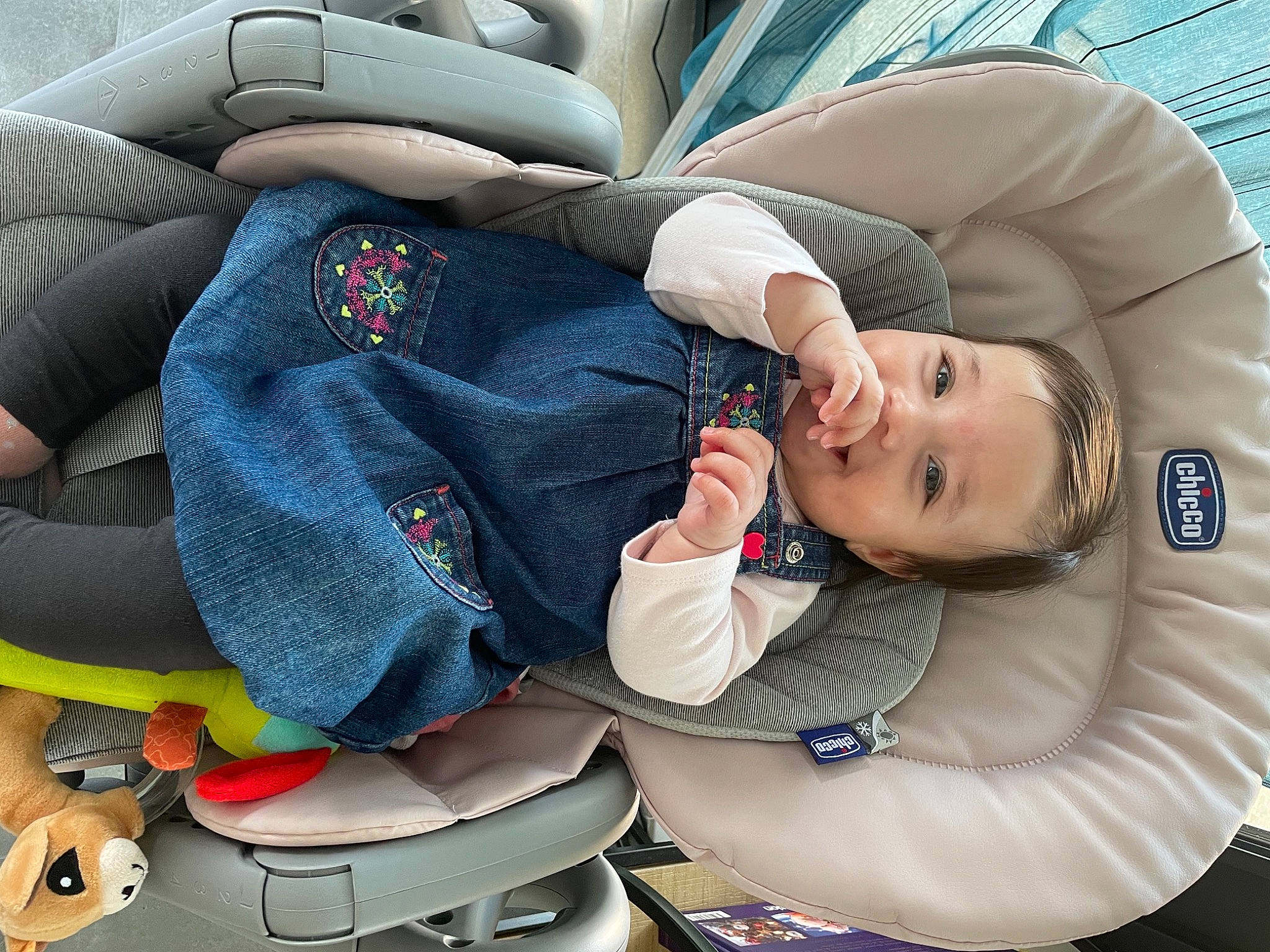 Giulia participe au concours pour gagner de l'argent avec cette photo : arm, auto_part, baby, baby_carriage, baby_in_car_seat, baby_sleeping, car_seat, car_seat_cover, child, comfort, facial_expression, finger, headgear, joint, mouth, person, product, seat_belt, sitting, toddler