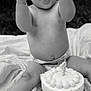 Emerson joined the competition — help win amazing prizes! baby, child, birthday, cake, candle, celebration, diaper, happy, smiling, sitting, blanket, black_and_white, face, arms, mouth_open, cute, infant, one_year_old, party, fun