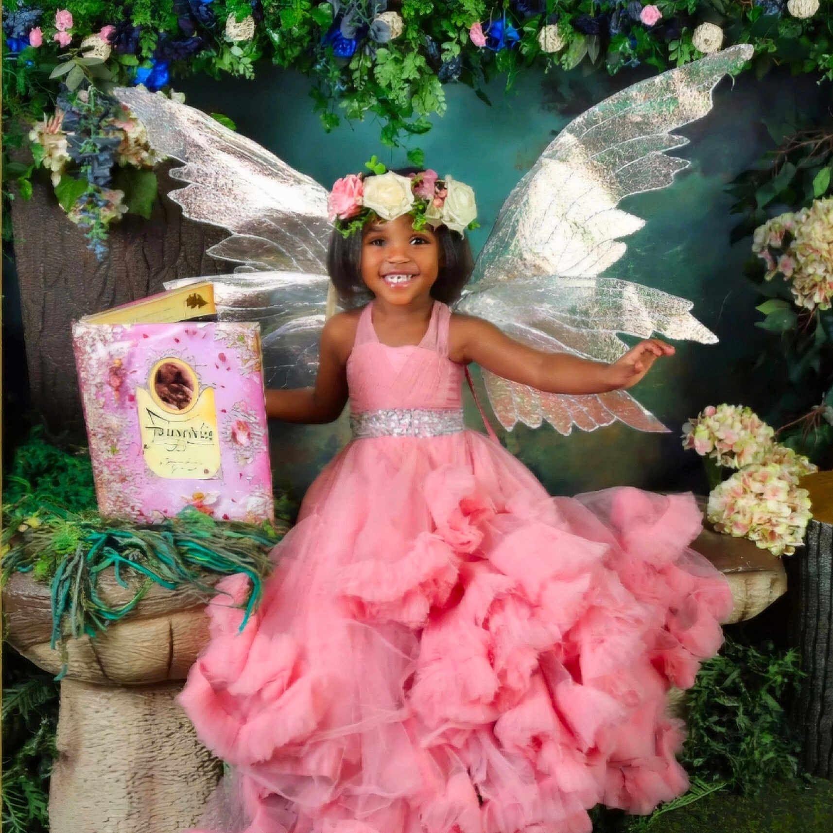 Kaylani is registered to the contest to win money with this photo: angel, child, clothing, costume, dress, face, female, flower, flowerarrangement, flowerbouquet, formalwear, girl, head, person, petal, photography, plant, portrait, pottedplant, rose