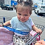 toddler, child, shopping_cart, walmart, blanket, bib, parking_lot, car, hand, clothing, hair, smile, outdoor, baby, seat_belt, person, toy, cute, expression, sitting