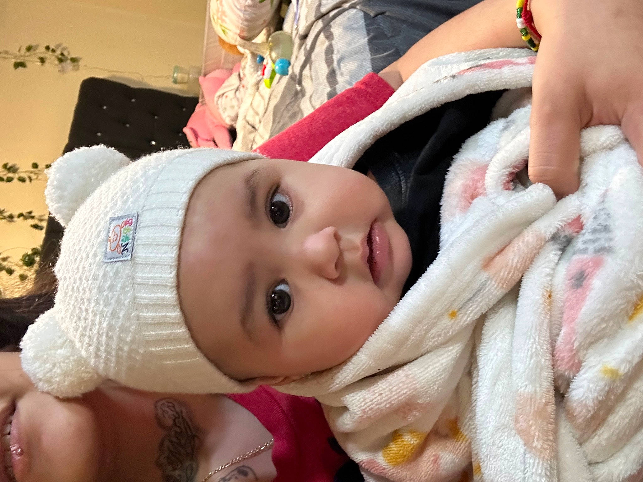 Lila joined the competition — help win amazing prizes! abdomen, baby, cheek, child, event, eye, eyelash, fashion_accessory, fur, hand, happy, hat, headwear, lip, nail, person, pink, skin, textile, toddler