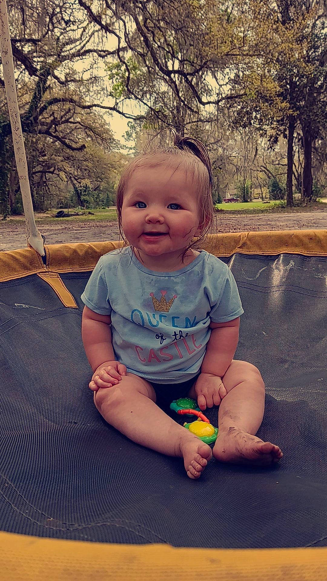 Raelynn is registered to the contest to win money with this photo: baby, baby_toddler_clothing, cool, eye, facial_expression, fun, grass, happy, human_body, iris, joy, leaf, leisure, people_in_nature, person, plant, smile, sunlight, tints_and_shades, toddler
