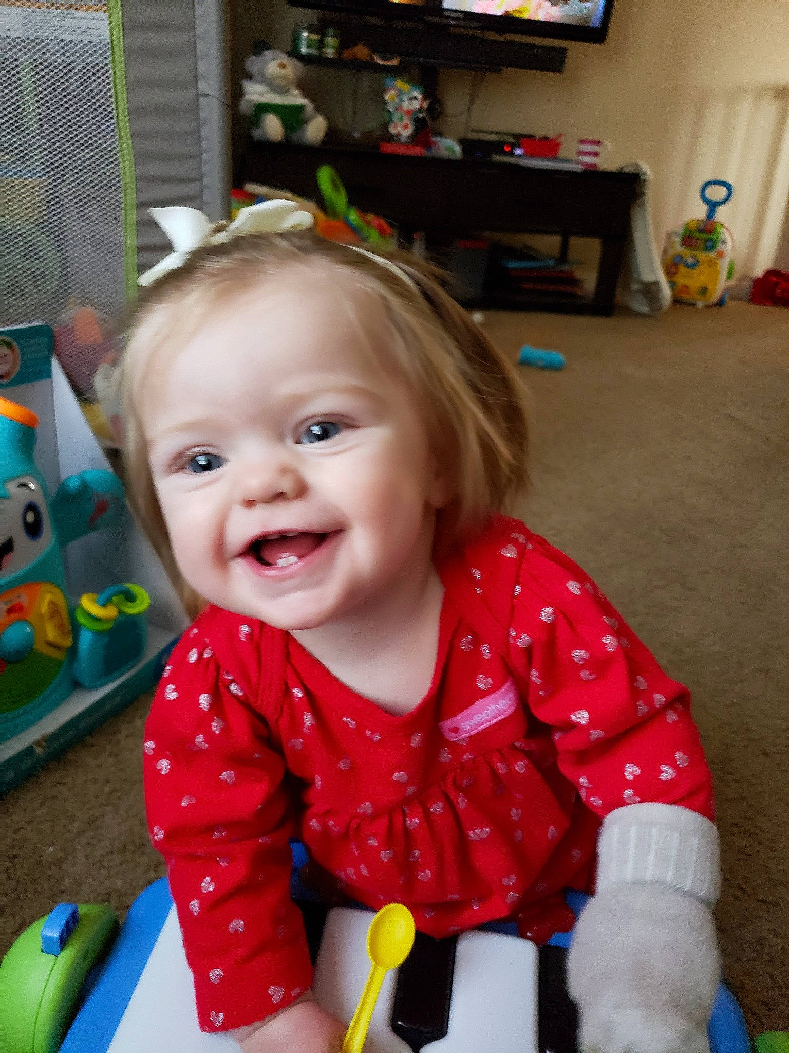 Everlea joined the competition — help win amazing prizes! cheek, child, day, facial_expression, fun, girl, hair, happiness, human_hair_color, infant, laughter, organ, person, play, red, sitting, skin, smile, standing, toddler