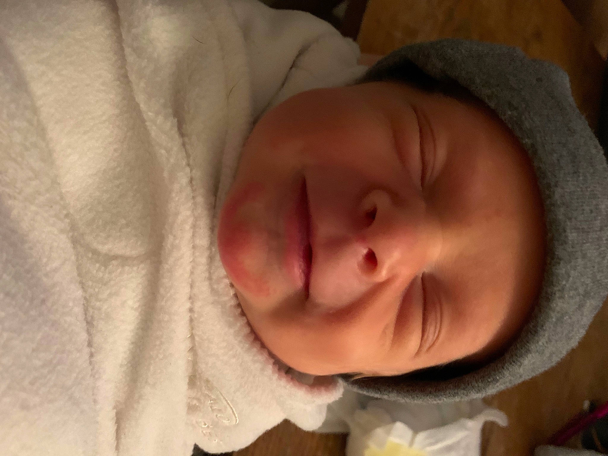 Justin is registered to the contest to win money with this photo: baby, bedtime, cheek, child, comfort, ear, eye, eyelash, hair, happy, head, headwear, iris, jaw, lip, mouth, nose, person, skin, smile