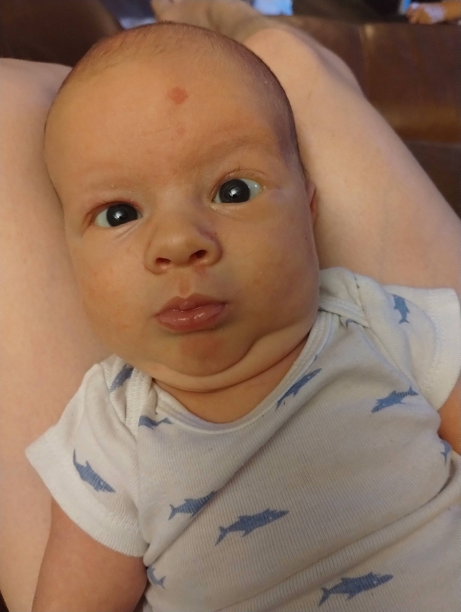 Finn joined the competition — help win amazing prizes! baby, baby_toddler_clothing, cheek, chest, child, ear, eyebrow, eyelash, fun, gesture, happy, iris, lip, mouth, nose, person, skin, sleeve, t_shirt, thumb