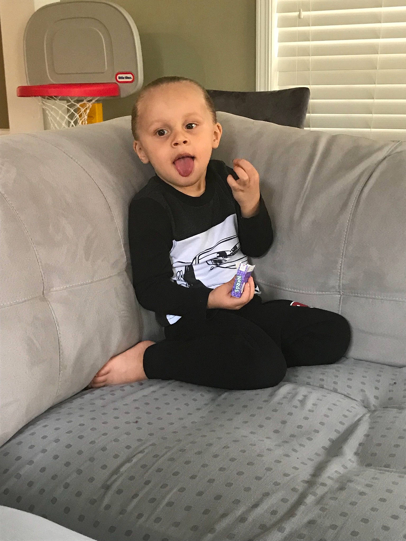 Josiah joined the competition — help win amazing prizes! black, child, day, design, fun, furniture, infant, leg, person, product, sitting, surprise, textile, toddler, white