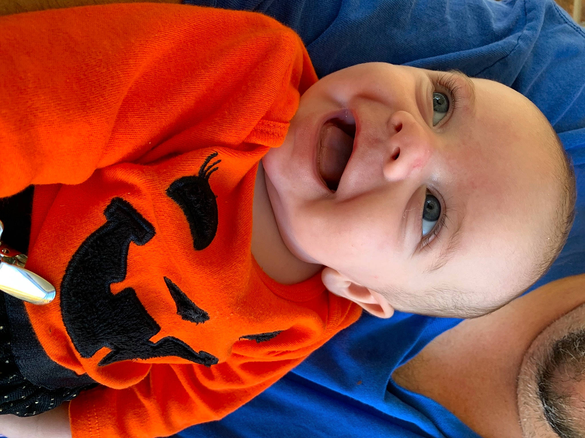 Everly joined the competition — help win amazing prizes! baby, cheek, child, face, facial_expression, happy, head, mouth, nose, orange, person, smile, toddler