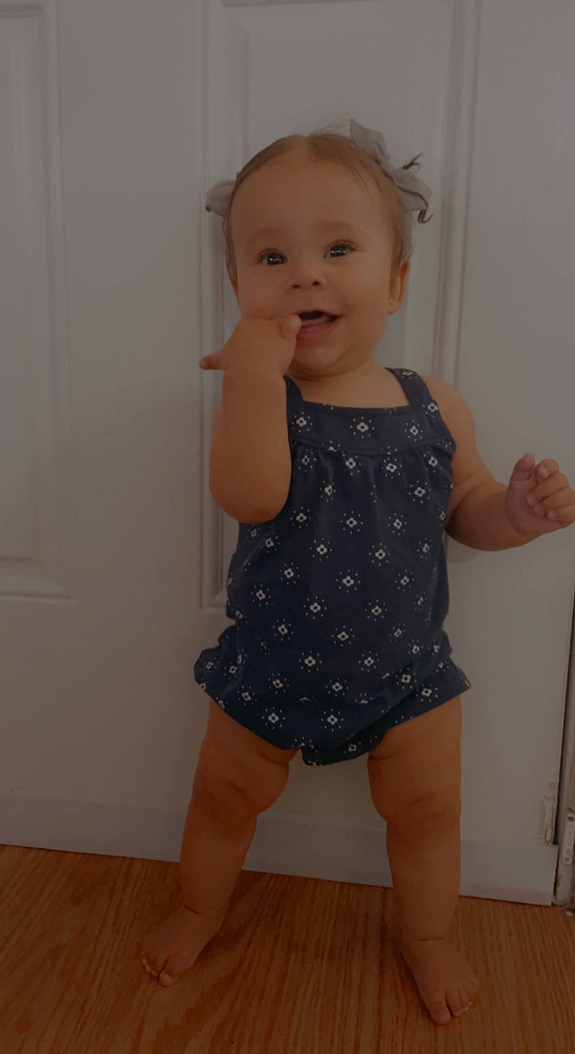 Charlotte joined the competition — help win amazing prizes! arm, baby_toddler_clothing, facial_expression, finger, gesture, hair, iris, joint, knee, leg, neck, one_piece_garment, person, shoulder, skin, sleeve, smile, thigh, thumb, toddler