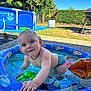 Loïs a rejoint le concours — aidez-le/la à gagner de superbes lots ! bare_chest, blue_sky, child, cute, diaper, garden, greenery, happy, outdoor, pavement, plastic_pool, play, pool, smile, summer, sunny, swimming, toddler, toy, water