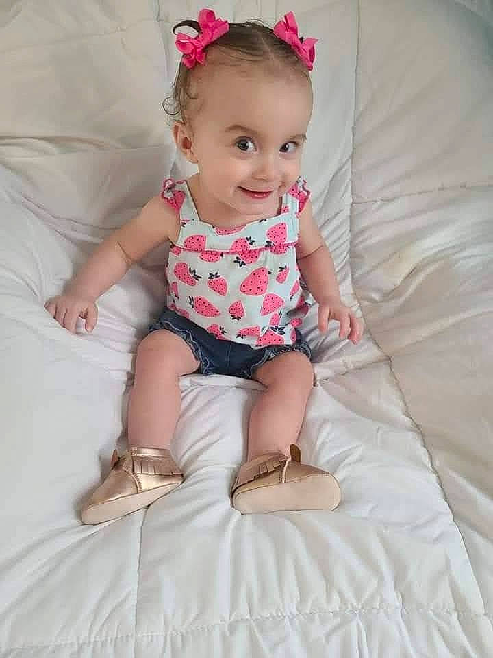 Willow joined the competition — help win amazing prizes! arm, baby_toddler_clothing, dress, eye, face, facial_expression, finger, happy, head, human_body, iris, joy, leg, lip, neck, person, pink, skin, sleeve, smile