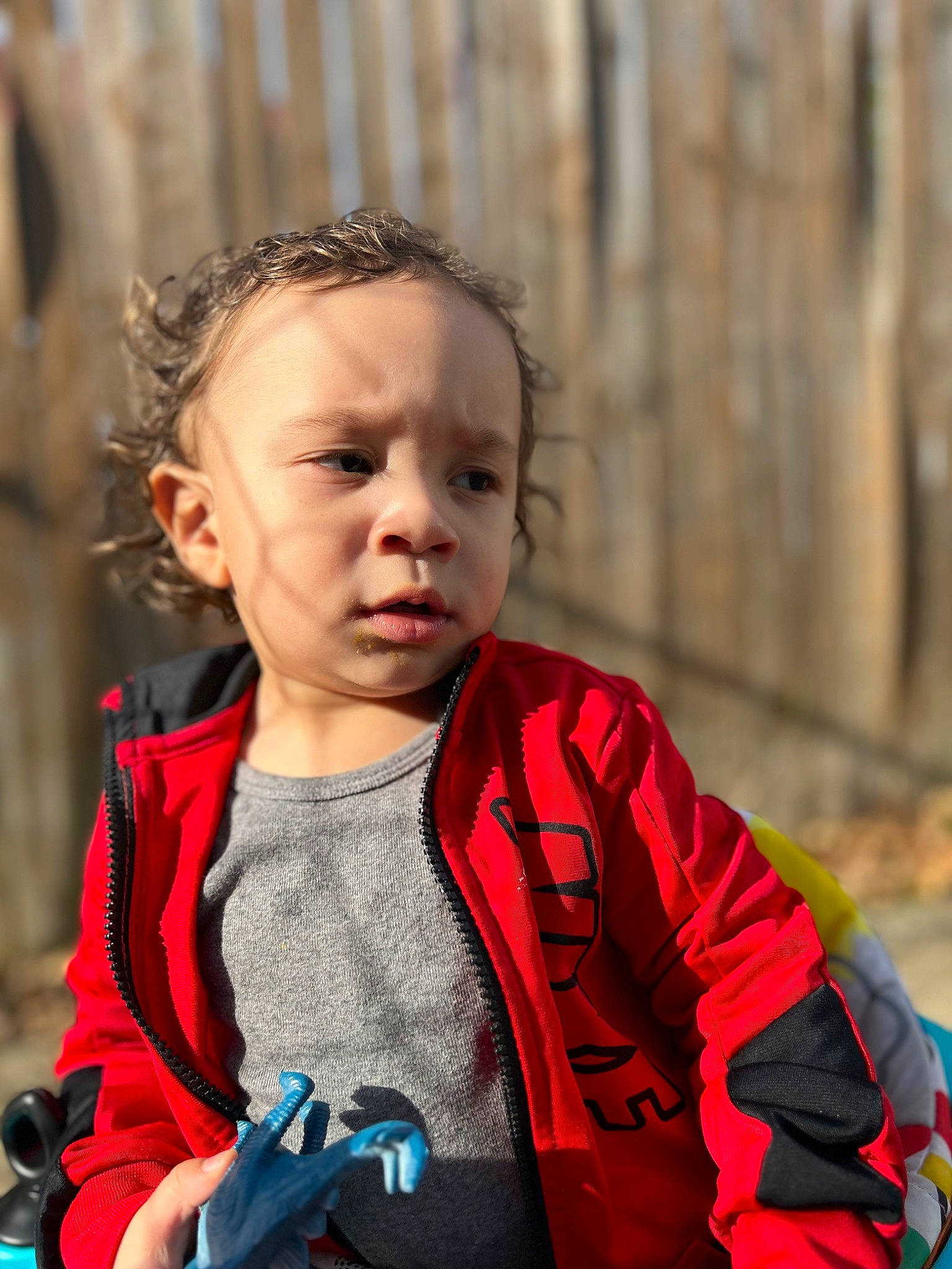 Jadiel is registered to the contest to win money with this photo: adventure, blond, child, electric_blue, eye, fun, grass, happy, hood, leisure, people_in_nature, person, personal_protective_equipment, plant, portrait_photography, recreation, sitting, sorrow, toddler, tree