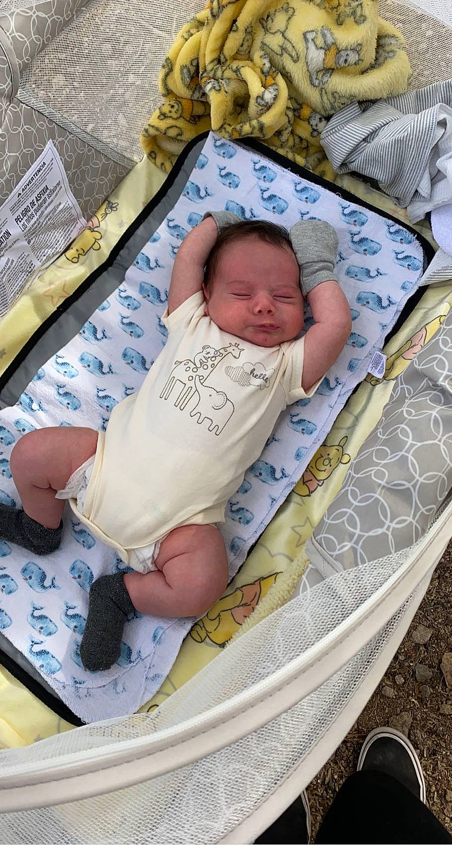 Andrés joined the competition — help win amazing prizes! baby, baby_products, baby_safety, baby_sleeping, baby_toddler_clothing, bedding, bedtime, child, circle, comfort, foot, grass, infant_bed, linens, pattern, person, product, room, sitting, textile