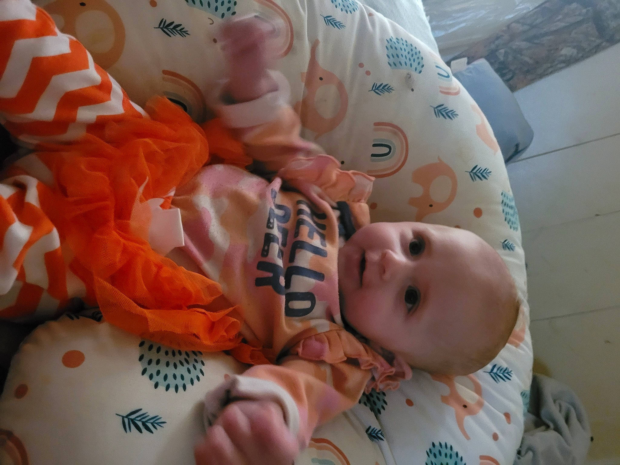 Kamilah joined the competition — help win amazing prizes! baby, baby_products, baby_toddler_clothing, cheek, child, comfort, happy, linens, pattern, peach, person, pink, skin, textile, toddler