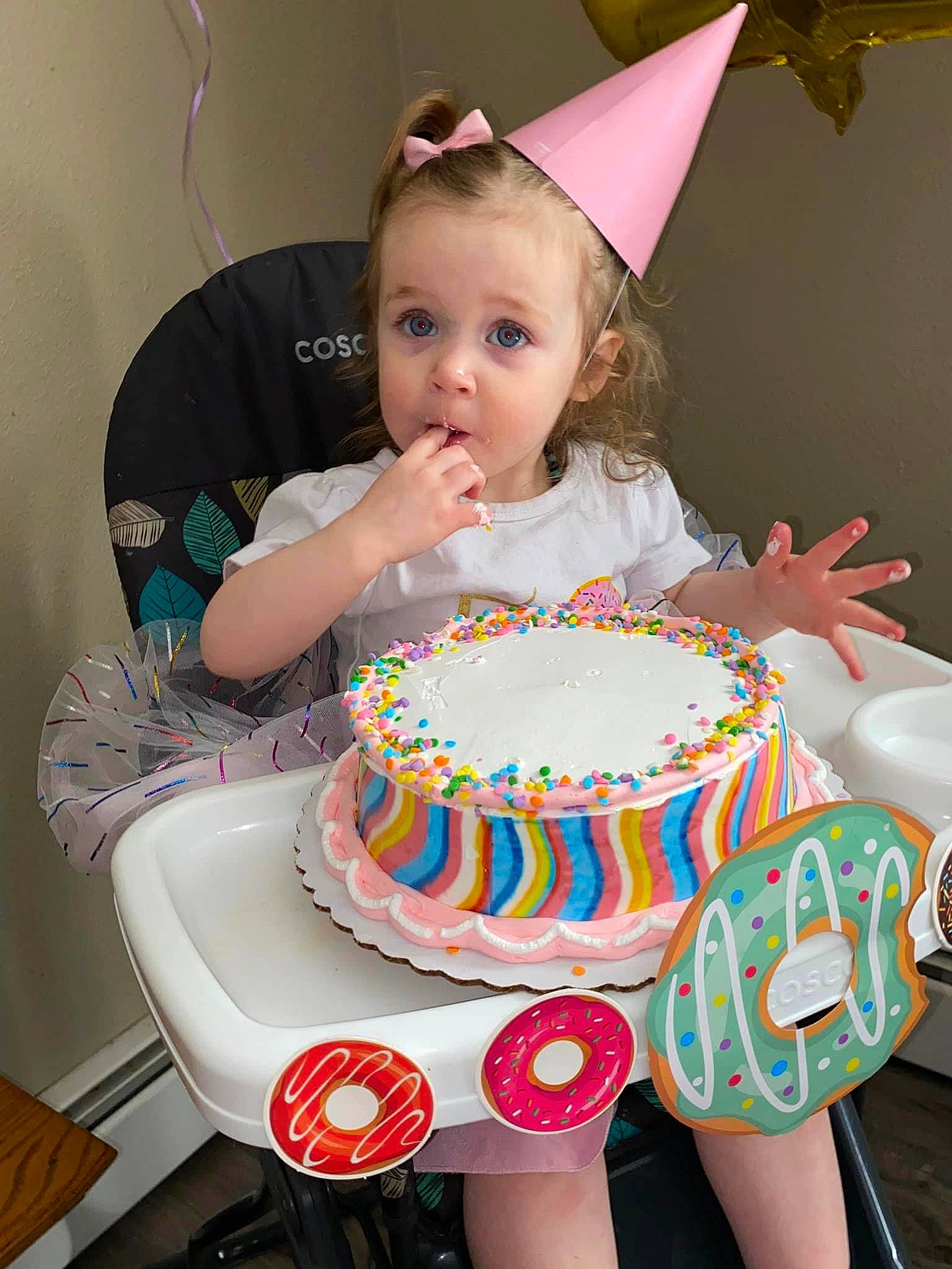 Jocelynn joined the competition — help win amazing prizes! baby_toddler_clothing, baked_goods, birthday, birthday_cake, birthday_party, cake, cake_decorating, cake_decorating_supply, chair, dress, food, icing, party_supply, person, pink, plate, sugar_cake, sugar_paste, surprise, sweetness