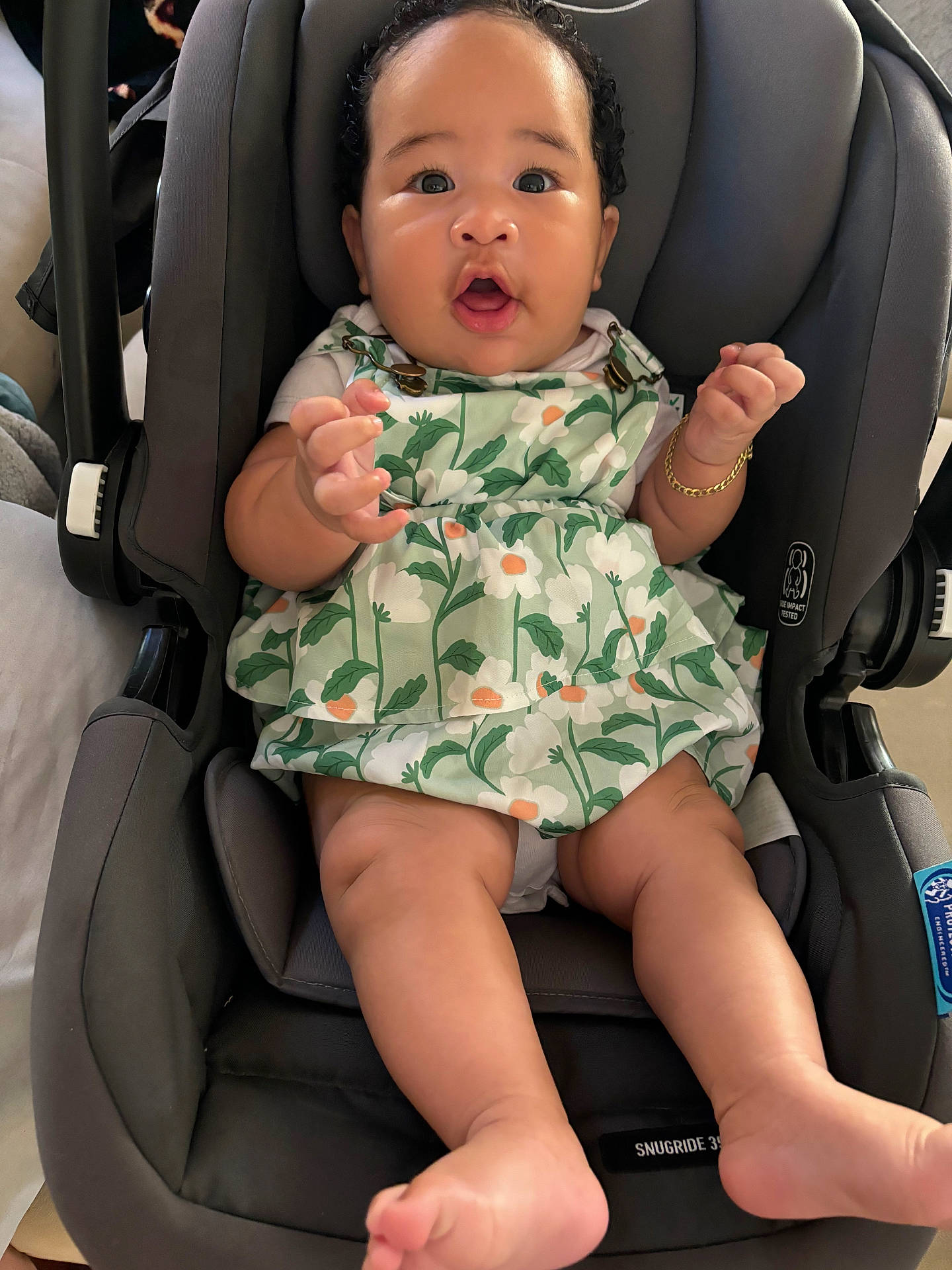 Mymy joined the competition — help win amazing prizes! accessories, baby, bodypart, bracelet, car, car_interior, carseat, clothing, dress, face, finger, hand, head, jewelry, person, photography, portrait, transportation, vehicle, yawning