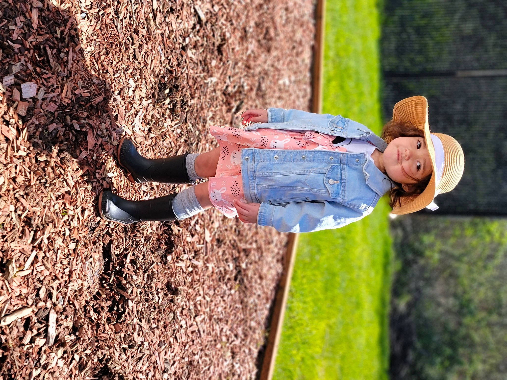 Elena joined the competition — help win amazing prizes! cap, child, denim, electric_blue, fun, grass, happy, hat, headwear, leaf, leisure, people, people_in_nature, person, plant, recreation, soil, spring, sun_hat, toddler