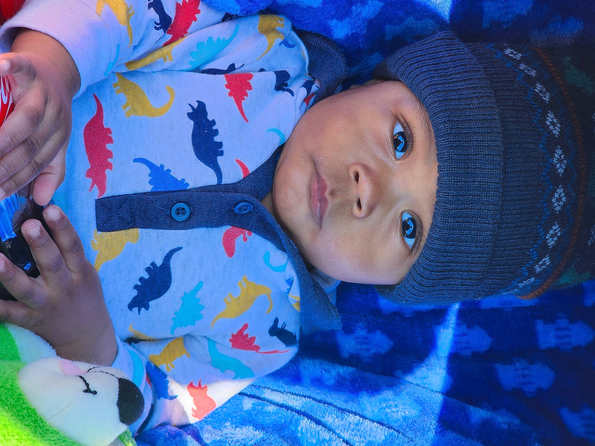 Kendall joined the competition — help win amazing prizes! azure, baby, beanie, blue, cap, cheek, child, electric_blue, finger, fun, gesture, happy, headwear, knit_cap, nail, pattern, person, portrait_photography, smile, thumb