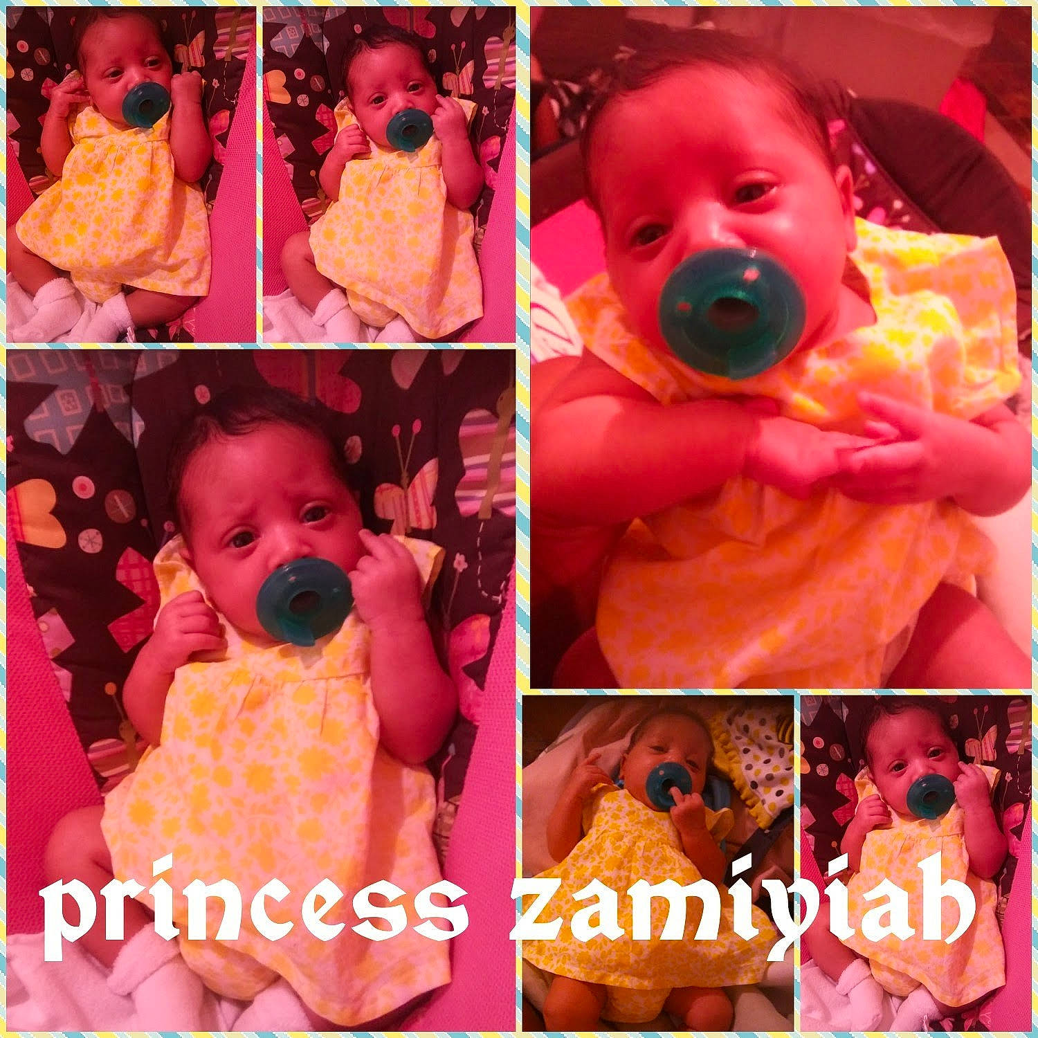 Zamiyiah is registered to the contest to win money with this photo: child, collage, day, infant, orange, pink, play, product, stuffed_toy, toddler, toy