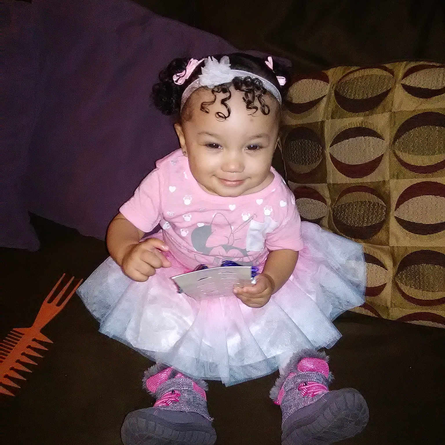 Alicea is registered to the contest to win money with this photo: baby, baby_toddler_clothing, ballet_tutu, cheek, child, costume, dress, fun, hair_accessory, headpiece, joy, person, pink, skin, smile, toddler