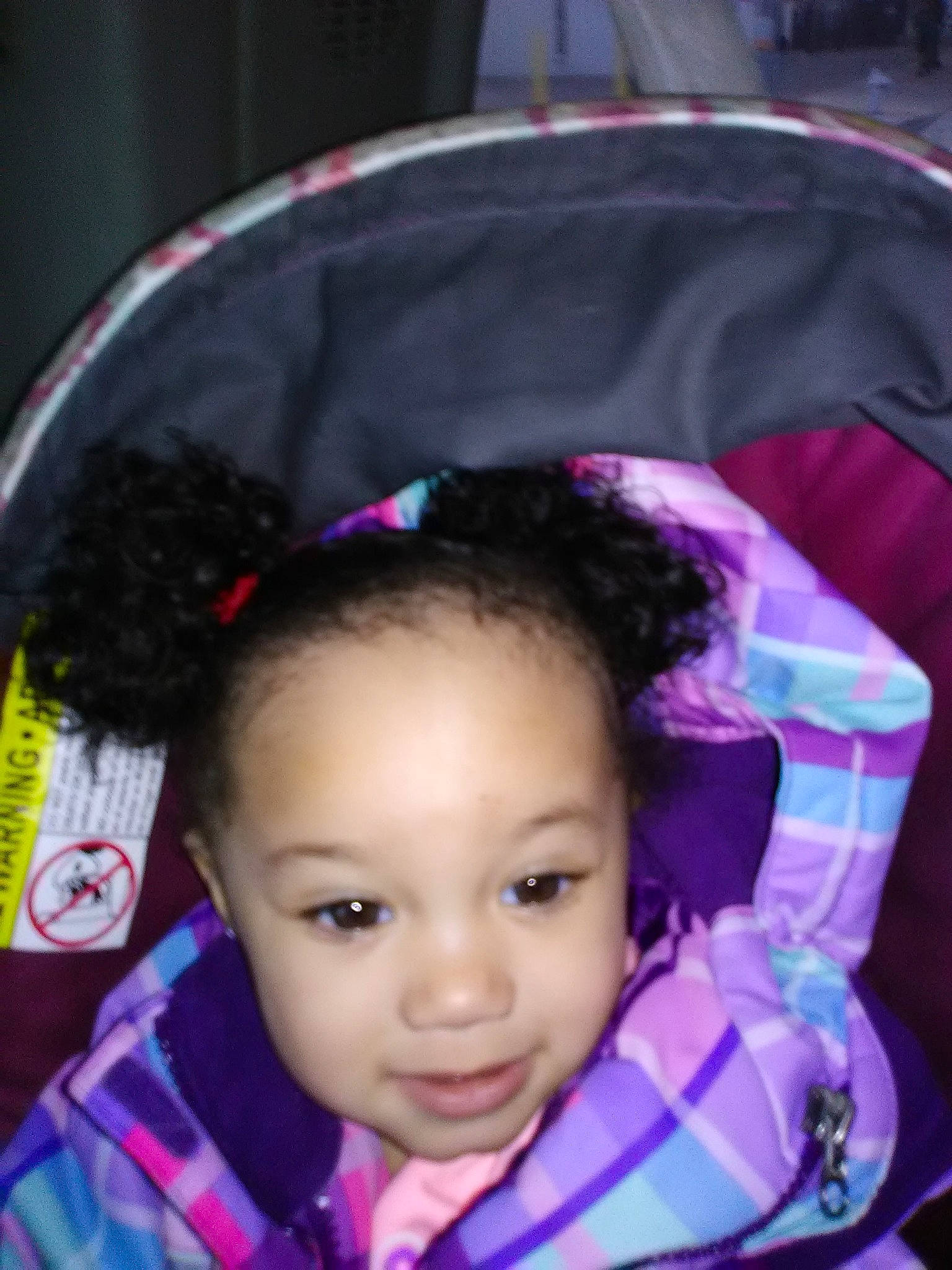 Alicea joined the competition — help win amazing prizes! black_hair, cheek, child, ear, face, forehead, hair, hair_accessory, head, person, pink, purple, toddler, violet